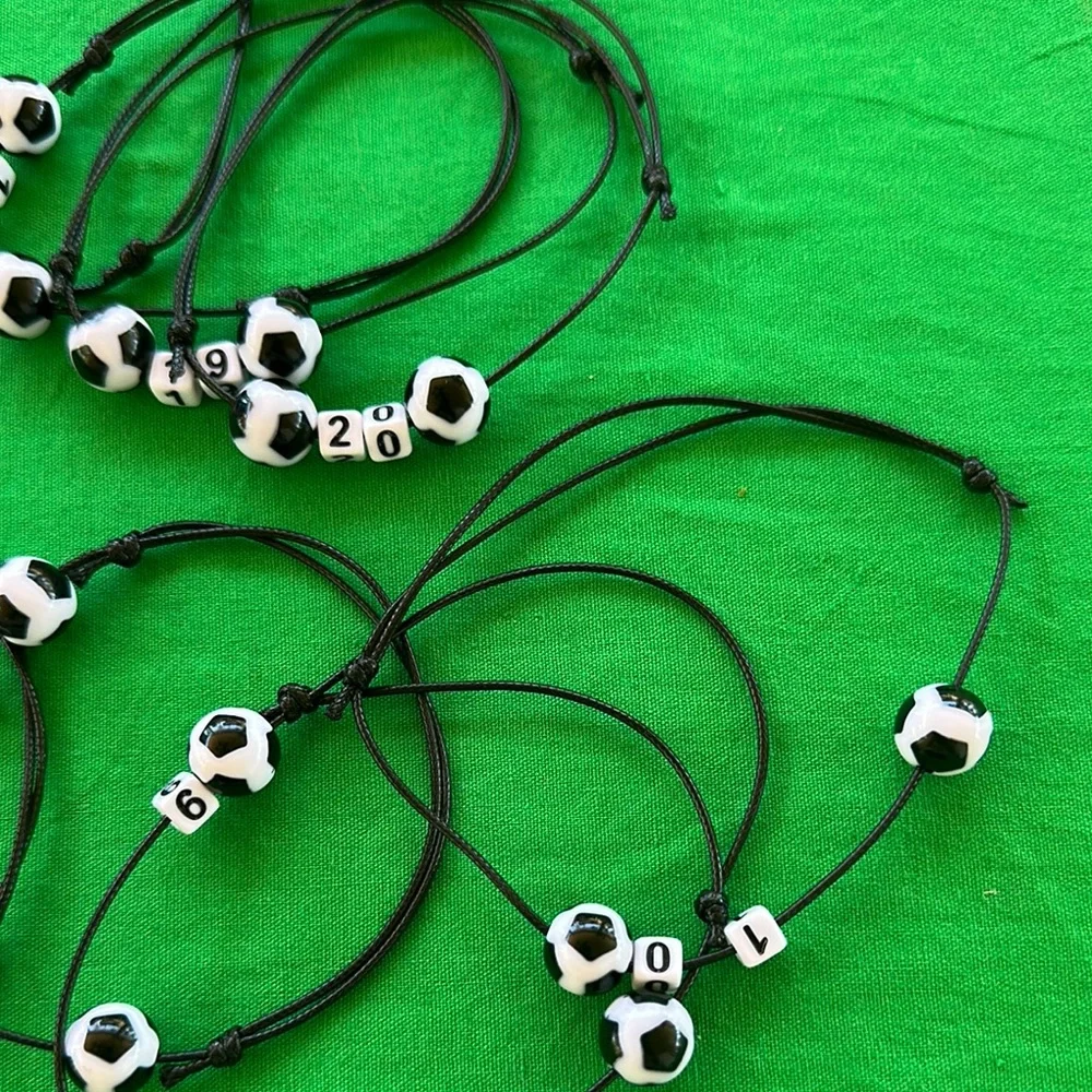 Soccer Bead Kids Bracelet Set - Black and White - Picture 4 of 7